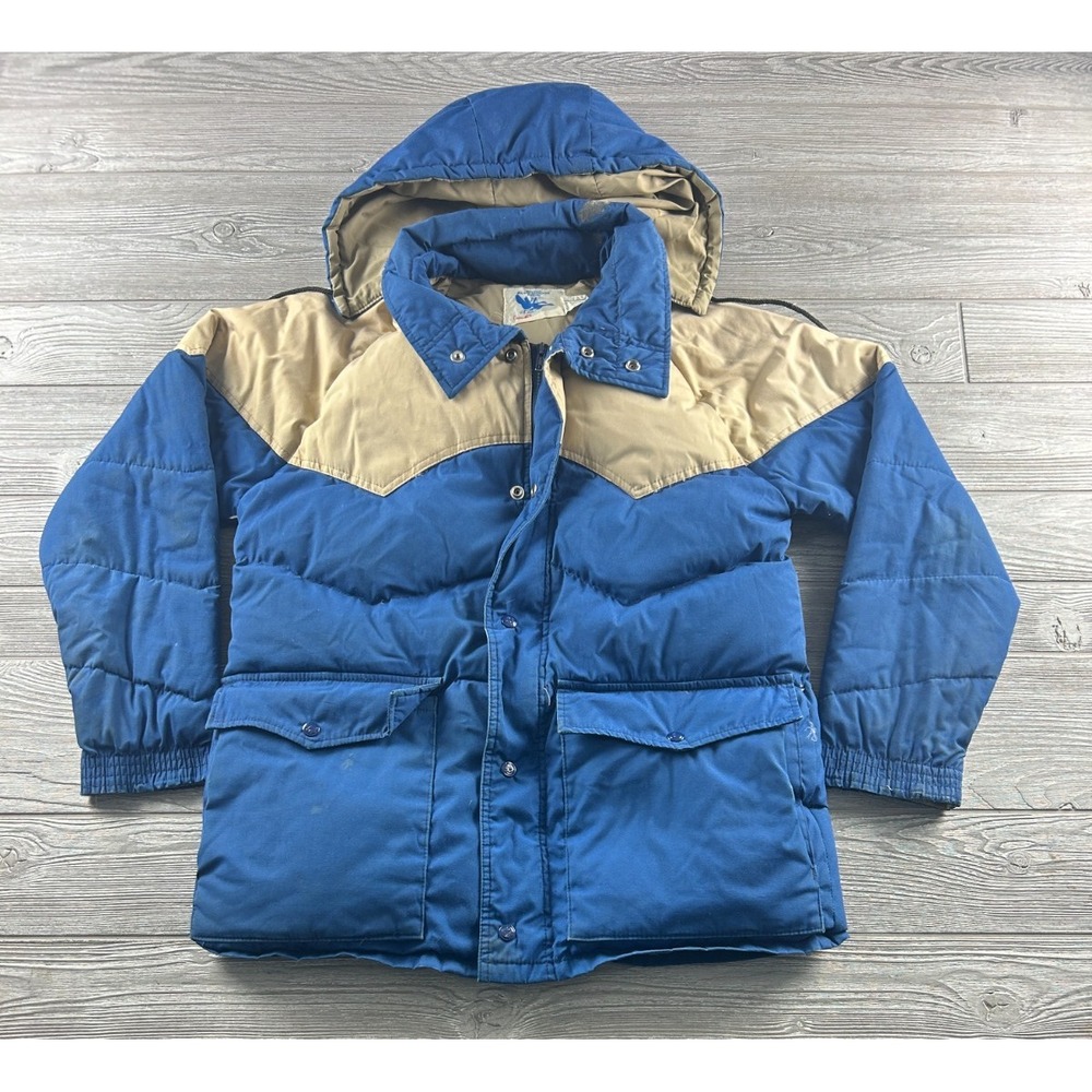 Century 21 Marque Blue Goose Brand Coat Size Men's Medium Blue/Beige Snap Hood